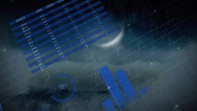 Rendering futuristic interface overlay with blue rectangle, pie and bar charts, flashing lightning. Technology, data visualization, cybernetic, digital, innovation, interface, analytics - Powered by Shutterstock - Get 15% off with code: PIKWIZARD15