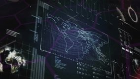 Holographic world map floating, showing glowing flow lines connecting data nodes in 3D interface. Technology, visualization, analytics, innovation, futurism, data, dashboard - Powered by Shutterstock - Get 15% off with code: PIKWIZARD15