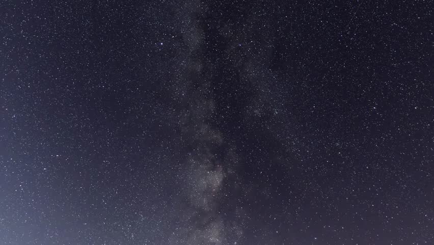 Beautiful night sky time lapse with Milky Way galaxy on dark sky. Starry night  background.