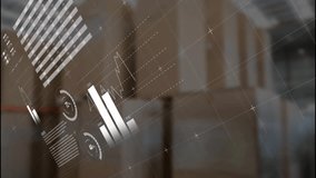 Flat design world map floating left with pie charts spinning below and bar chart hovering center. Technology, analytics, data visualization, business intelligence, corporate, digital, modern - Powered by Shutterstock - Get 15% off with code: PIKWIZARD15