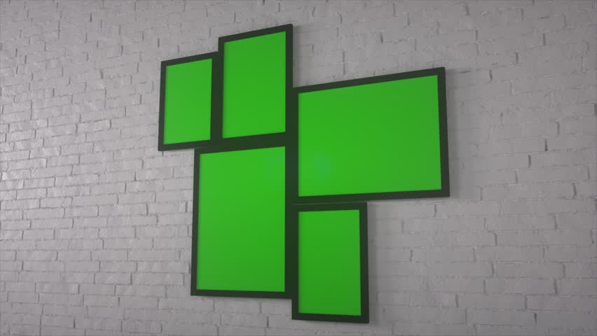 Green Screen Frame Wall Installation With Camera Orbit in Modern Interior