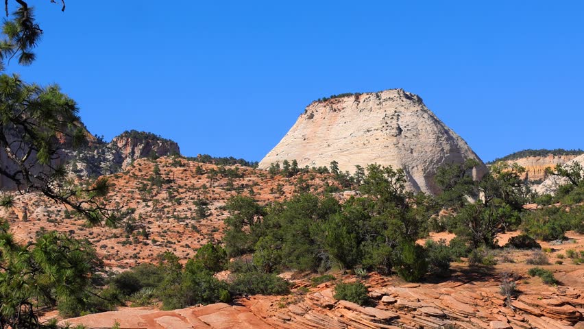 Scenic rock formations and hills at Zion National park in Utah.