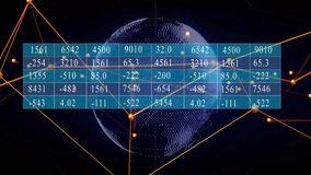 Numeric data grid floating over wireframe globe, highlighting glowing nodes and drifting code text. Technology, data, visualization, futuristic, digital, network, innovation - Powered by Shutterstock - Get 15% off with code: PIKWIZARD15