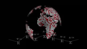 Digital globe displaying data overlays, mapping white line graph joining data markers with deltas. Technology, data visualization, innovation, analytics, digital interface, futuristic, cybersecurity - Powered by Shutterstock - Get 15% off with code: PIKWIZARD15
