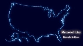 Memorial Day of USA 4k animation with outline map - Powered by Shutterstock - Get 15% off with code: PIKWIZARD15