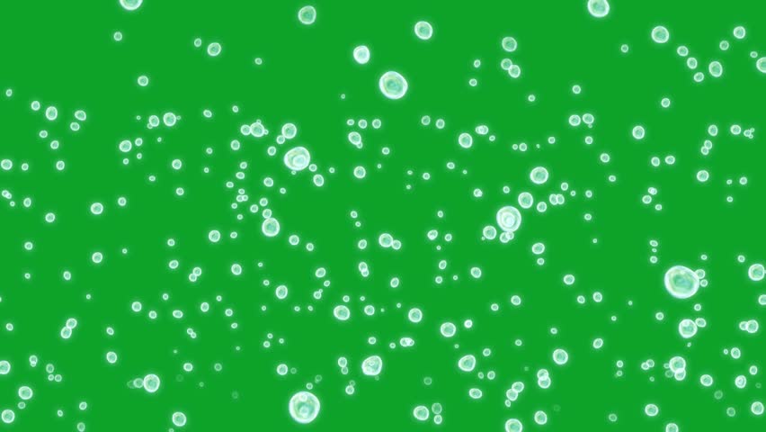 Soap bubble animation slowly falling on a green screen. Soap bubble fall on chroma key background.
