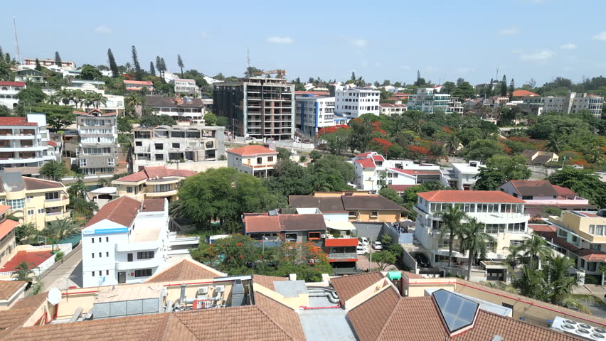Aerial Establishing shot of residential location in Maputo, Ascending Shot. Mozambique