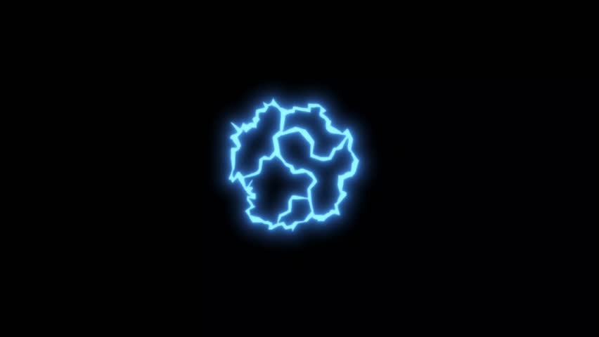 Abstract blue energy shape pulsing on black. Dynamic electric effect background