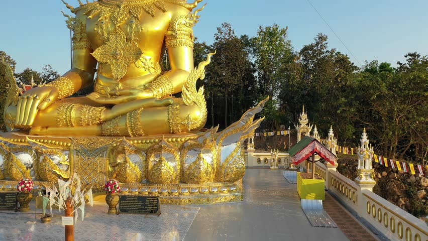 Aerial drone of Big buddha, Phuket, Thailand, 4K panning shot.