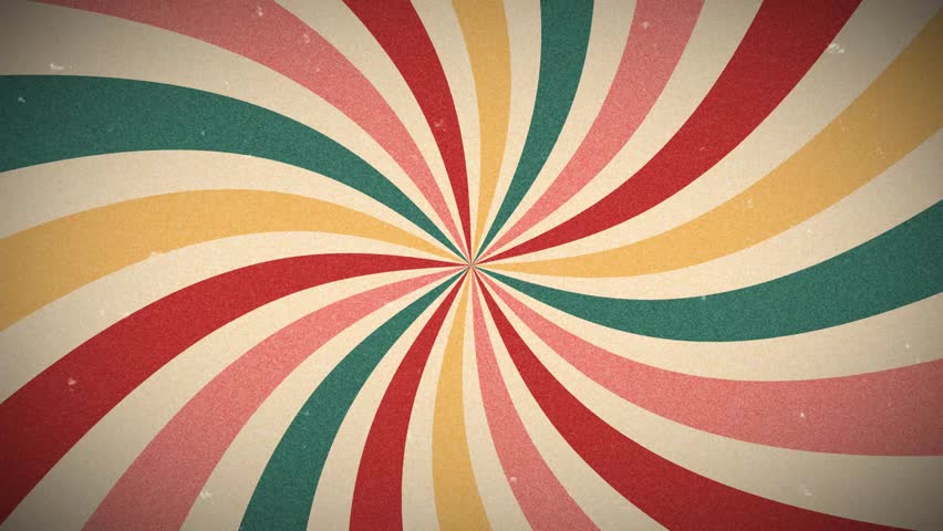 Spiral motion looping background with vintage retro film texture