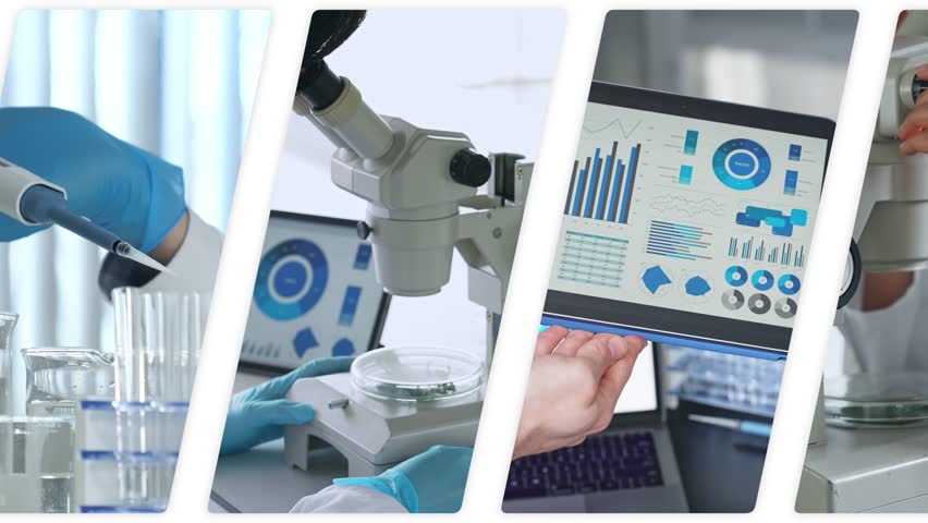 A collage video of various science experiment scenes