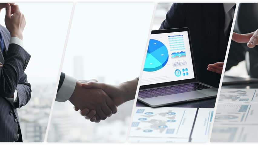 Collage video of various business scenes