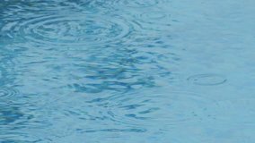 Raindrops falling on the smooth surface of the pool. Slow motion Mid shot view. - Powered by Shutterstock - Get 15% off with code: PIKWIZARD15