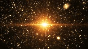 Abstract background of yellow particles. Bright shiny background. Glitter dust and beautiful bokeh on dark background. Space background with galaxy and stars. Seamless loop
 - Powered by Shutterstock - Get 15% off with code: PIKWIZARD15