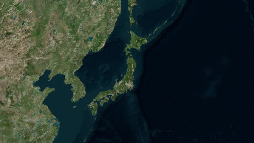 Japan Map and the capital animation, Map of Japan and the country's capitals seen from space