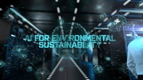 AI for Environmental Sustainability. IT Administrator Activating Modern Data Server with Hologram. - Powered by Shutterstock - Get 15% off with code: PIKWIZARD15