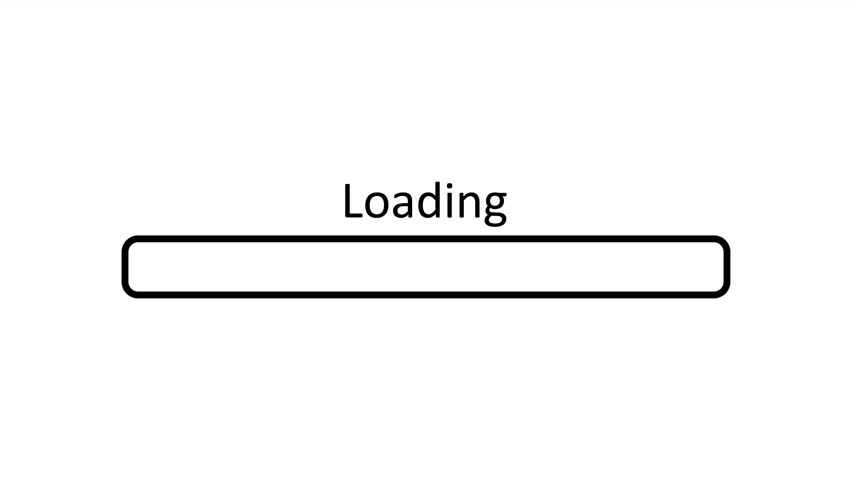 Looping animation of a black progress bar on a transparent background with alpha channel, minimal loading indicator