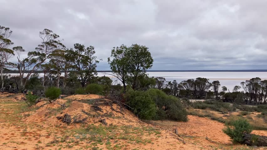 Salt lake in the bush of Western Australia for mineral resource extraction