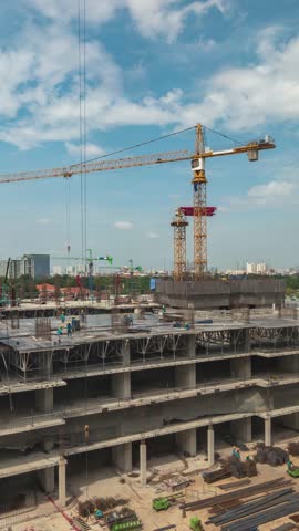 Construction site progress start to finish complete long term time lapse (Vertical)