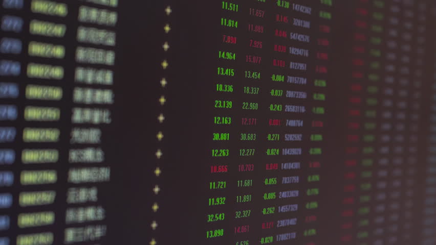 Business financial stock market prices ticker board trading Screen for Buying and Selling Stocks