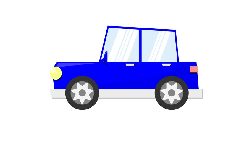 blue car on white background. sedan. old car. transportation. automotive. vehicle. simple animation. motion graphics
