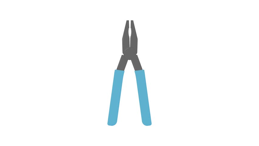 pliers with light blue handles. tool theme. carpentry tools. repair tools. simple animation, motion graphics