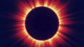 Abstract animation of a total solar eclipse - an astronomical phenomenon. Dynamics of a total solar eclipse in colorful tones. A huge black hole in the center of the galaxy. 3D render. 3D Illustration - Powered by Shutterstock - Get 15% off with code: PIKWIZARD15