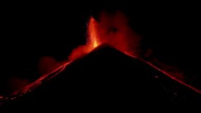 Strombolian activity of May 12, 2025 of the southeast crater of the Etna volcano in Sicily. Lava flows, lapilli explosions. Fire. - Powered by Shutterstock - Get 15% off with code: PIKWIZARD15
