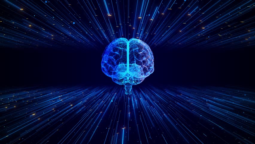 Data processing digital brain background. Global medicine science Brain digital surface cyber background Circuit Brain Animation. Artificial Intelligence Big Data Flow. Programming Information Process - Powered by Shutterstock - Get 15% off with code: PIKWIZARD15