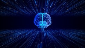 Data processing digital brain background. Global medicine science Brain digital surface cyber background Circuit Brain Animation. Artificial Intelligence Big Data Flow. Programming Information Process - Powered by Shutterstock - Get 15% off with code: PIKWIZARD15