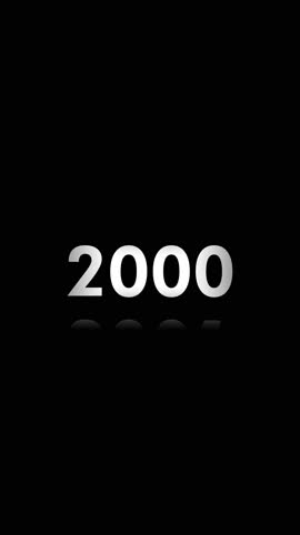 Vertical timeline animation counting years from 2000 to 2025 with smooth scrolling and clean motion design for tech or history videos	