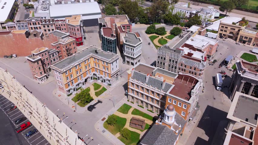 Universal Studios Backlot Aerial View With Classic Film Set Architecture