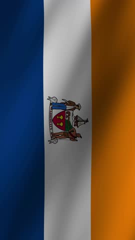 Vertical Albany (New York) Flag footage video waving in wind