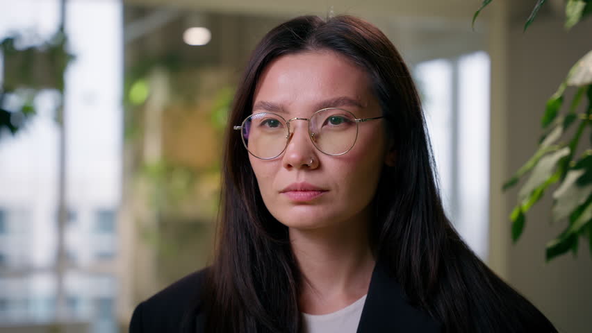 Asian business woman take off glasses confident businesswoman Chinese girl fashion eyeglasses stylish eyewear vision health care sight smiling Japanese Korean female entrepreneur employer in office