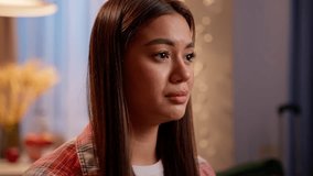 Close up sad disappointed teen girl upset Caucasian woman depressed headache health problem breakup abuse alone female housewife at home night apartment worried feelings upset sorrow psychology help - Powered by Shutterstock - Get 15% off with code: PIKWIZARD15