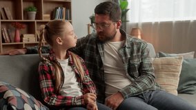 Frustrated offended Caucasian father dad child daughter family argument male guy cross arms resentment at home quarrel conflict disagreement angry little kid girl ignoring man parent difficulty argue - Powered by Shutterstock - Get 15% off with code: PIKWIZARD15