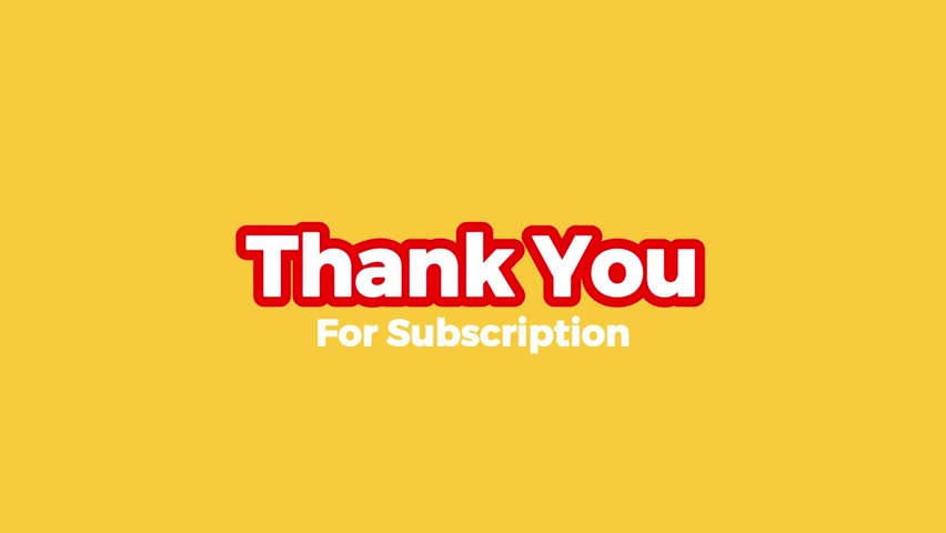 Bold animated text “Thank You for Subscription” with red outline and yellow background. Perfect for end screen, social media, and subscriber message