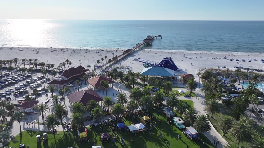 Clearwater Skyline At Clearwater In Florida United States. Urban Beach. Bay Water Scenery. Downtown City. Clearwater Skyline At Clearwater In Florida United States. Peaceful Landscape.
