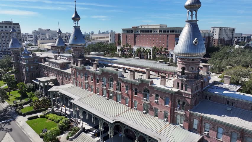 Henry Plant Museum At Tampa In Florida United States. High Rise Buildings Landscape. Downtown District. Henry Plant Museum At Florida United States. Coast City. Tampa Bay Outdoor.