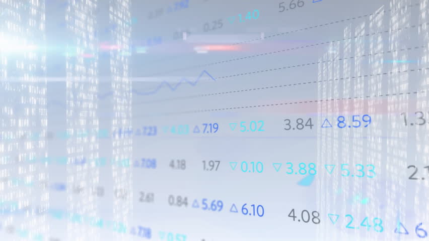 Financial data overlaying skyline, showing blue line chart with numeric arrows and dashed grid. Finance, technology, analytics, business, urban, modern, data visualization - Powered by Shutterstock - Get 15% off with code: PIKWIZARD15