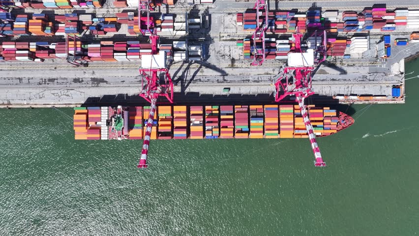 Port Of Lisbon At Lisbon In Lisbon District Portugal. Freight Ship Scene. Maritime Transportation. Port Of Lisbon At Portugal. Exchange Landscape. Trade Market Scenery.
