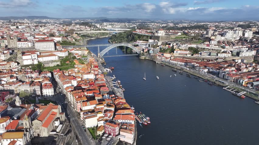 Porto Skyline At Porto In District Of Porto Portugal. Downtown District. Medieval Buildings. Historical City Scene. Porto Skyline In Portugal. Portugal Skyline. Travel Landscape.