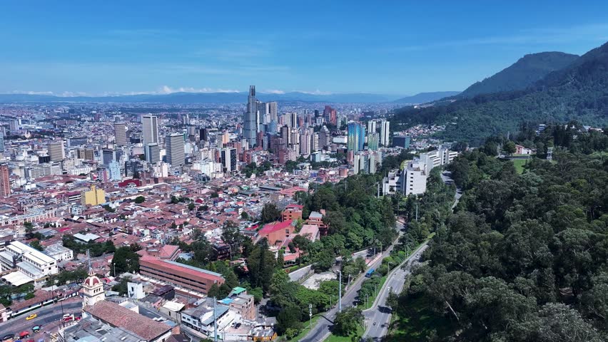 Bogota Skyline At Bogota In District Capital Colombia. High Rise Buildings Landscape. Financial District. Bogota At District Capital Colombia. Downtown City. Urban Outdoor.