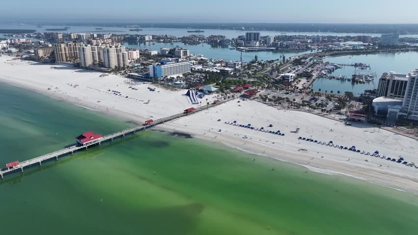 Clearwater Skyline At Clearwater In Florida United States. Beach Landscape. Downtown District. Stunning Cityscape. Clearwater Skyline At Clearwater In Florida United States. Fog Morning.
