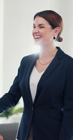 Hr, meeting and handshake with business woman in office for interview, candidate welcome and job offer. Thank you, introduction and onboarding recruitment with person shaking hands for hiring