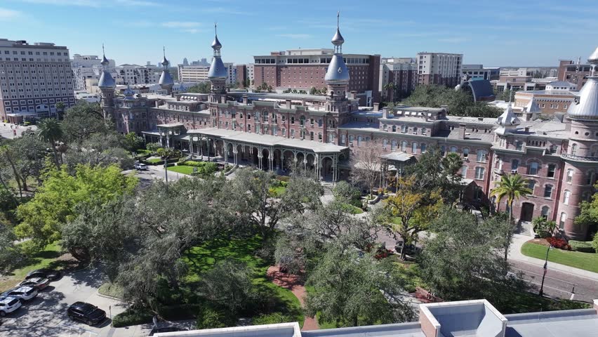 Henry Plant Museum At Tampa In Florida United States. Downtown Cityscape. Tampa Bay Background. Henry Plant Museum At Florida United States. High Rise Buildings. Business District.