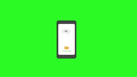 Data cloud transfer animation on smartphone. isolated on green color background. Document backup, database. Motion graphics. - Powered by Shutterstock - Get 15% off with code: PIKWIZARD15