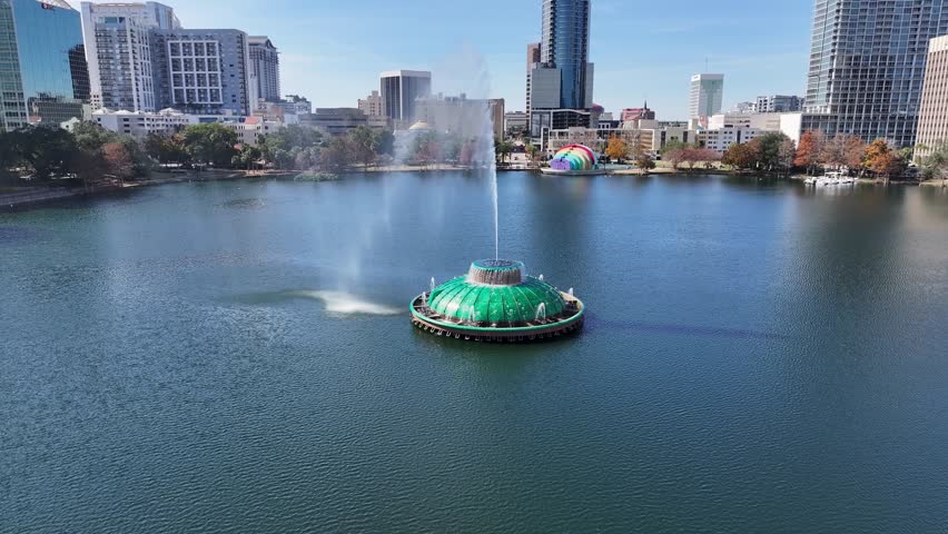 Eola Park At Orlando In Florida United States. High Rise Buildings Landscape. Financial District. Orlando At Florida United States. Downtown City. Urban Outdoor.