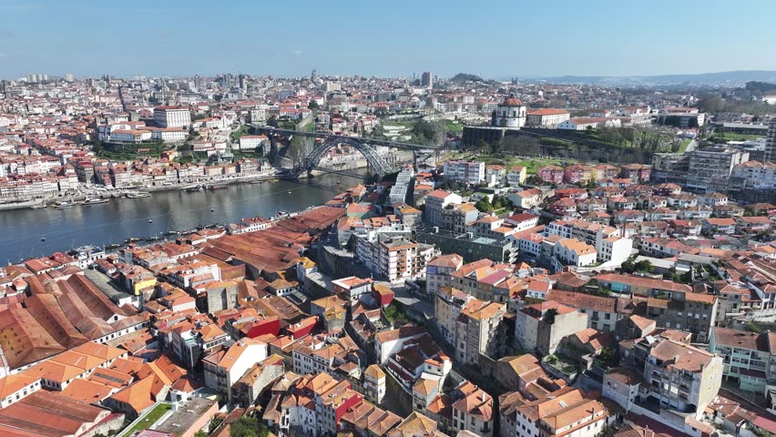 Gaia Skyline At Vila Nova De Gaia In Porto District Portugal. Coast City. Old Town Landscape. Downtown Cityscape. Gaia Skyline In Portugal. Portugal Skyline. Travel Landscape.