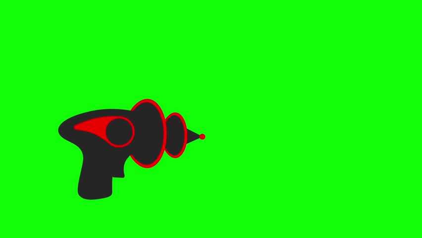 Laser gun with shooting weapon on green screen 2D animation (Chroma key)